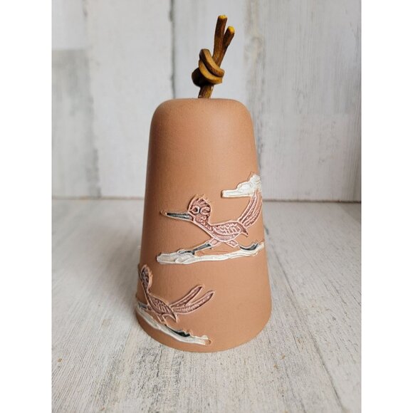 Vintage roadrunner pottery clay chime bell bird southwestern wood pecker decor - Picture 1 of 8